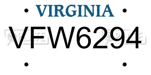 VFW6294 Virginia License Plate