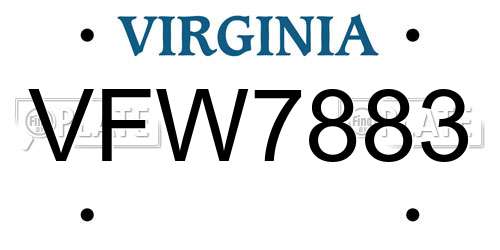 VFW7883 Virginia License Plate