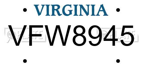 VFW8945 Virginia License Plate