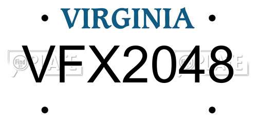 VFX2048 Virginia License Plate