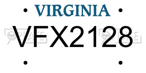 VFX2128 Virginia License Plate