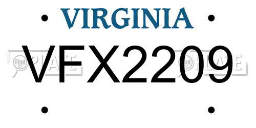 VFX2209 Virginia License Plate