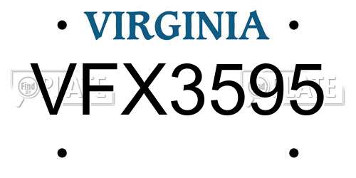 VFX3595 Virginia License Plate