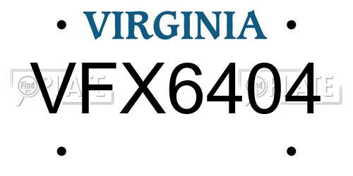 VFX6404 Virginia License Plate