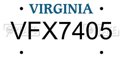 VFX7405 Virginia License Plate