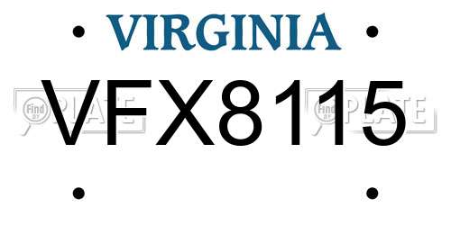 VFX8115 Virginia License Plate