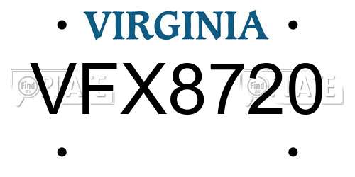 VFX8720 Virginia License Plate