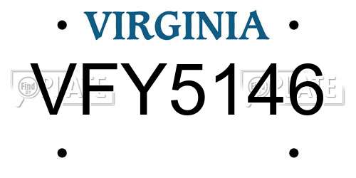 VFY5146 Virginia License Plate