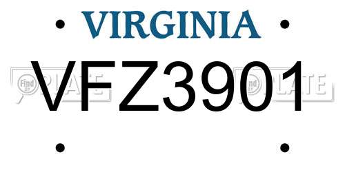 VFZ3901 Virginia License Plate