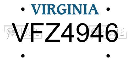 VFZ4946 Virginia License Plate
