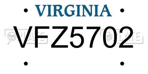 VFZ5702 Virginia License Plate