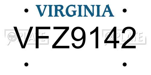 VFZ9142 Virginia License Plate