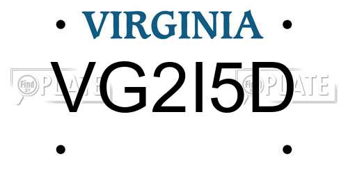 VG2I5D Virginia License Plate