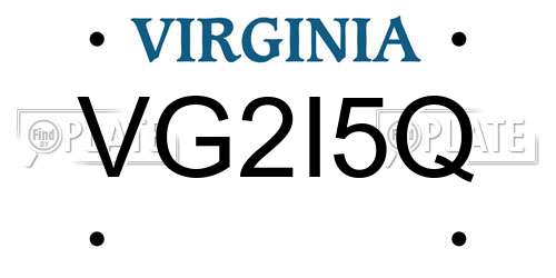 VG2I5Q Virginia License Plate