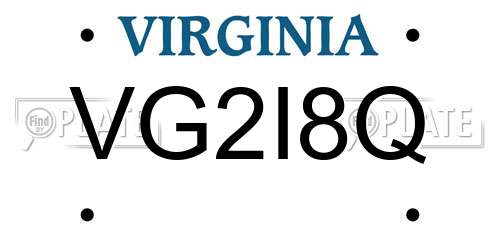 VG2I8Q Virginia License Plate