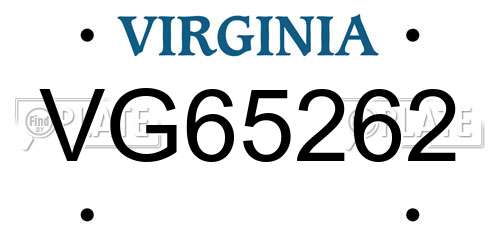VG65262 Virginia License Plate