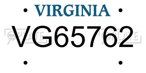 VG65762 Virginia License Plate