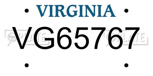 VG65767 Virginia License Plate