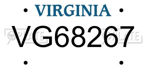 VG68267 Virginia License Plate