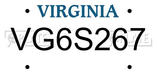 VG6S267 Virginia License Plate