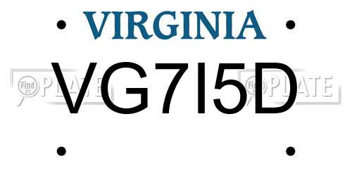 VG7I5D Virginia License Plate