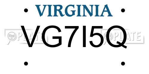 VG7I5Q Virginia License Plate