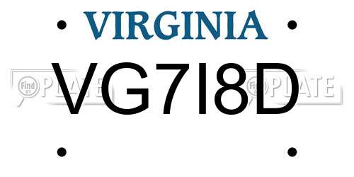 VG7I8D Virginia License Plate