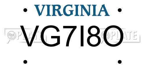 VG7I8O Virginia License Plate
