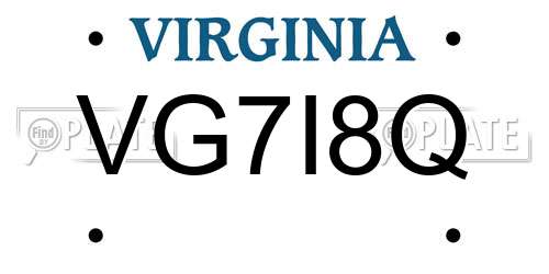 VG7I8Q Virginia License Plate