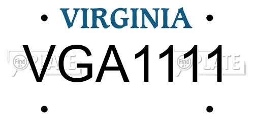 VGA1111 Virginia License Plate