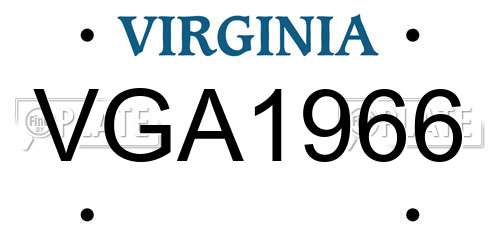 VGA1966 Virginia License Plate