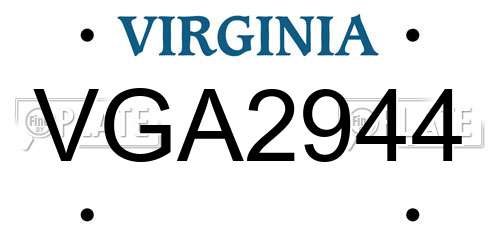 VGA2944 Virginia License Plate