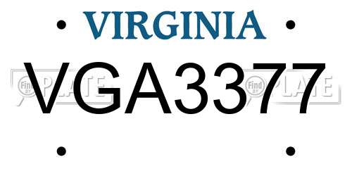 VGA3377 Virginia License Plate