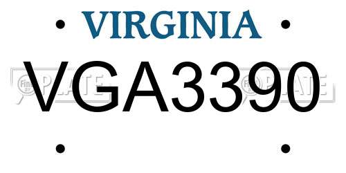 VGA3390 Virginia License Plate