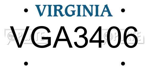 VGA3406 Virginia License Plate