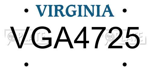 VGA4725 Virginia License Plate
