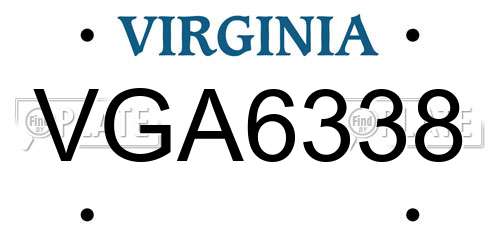 VGA6338 Virginia License Plate