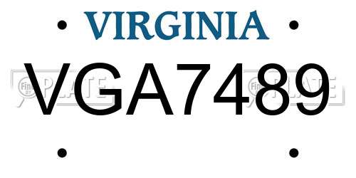 VGA7489 Virginia License Plate