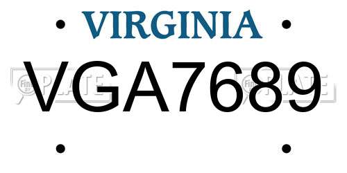 VGA7689 Virginia License Plate