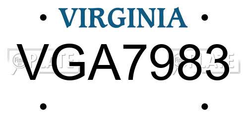 VGA7983 Virginia License Plate