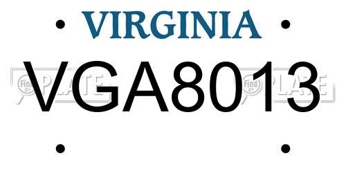 VGA8013 Virginia License Plate