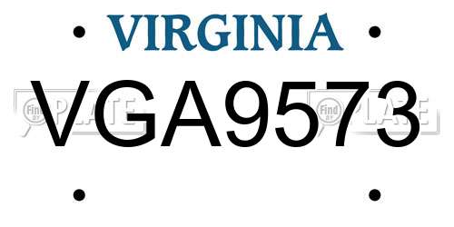 VGA9573 Virginia License Plate