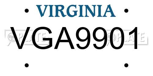 VGA9901 Virginia License Plate