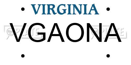 VGAONA Virginia License Plate
