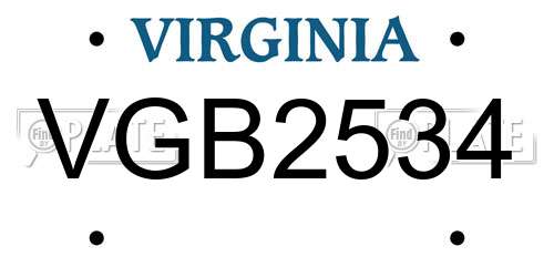 VGB2534 Virginia License Plate