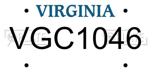 VGC1046 Virginia License Plate