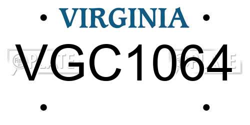 VGC1064 Virginia License Plate