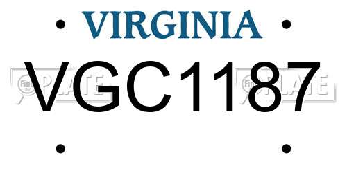 VGC1187 Virginia License Plate