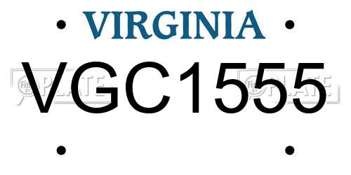 VGC1555 Virginia License Plate