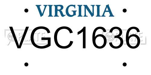 VGC1636 Virginia License Plate
